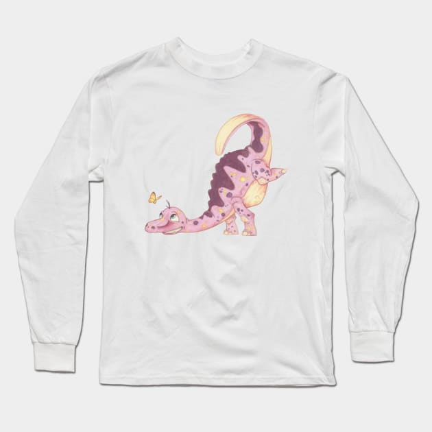 Dinosaur Yoga Long Sleeve T-Shirt by cshillustration